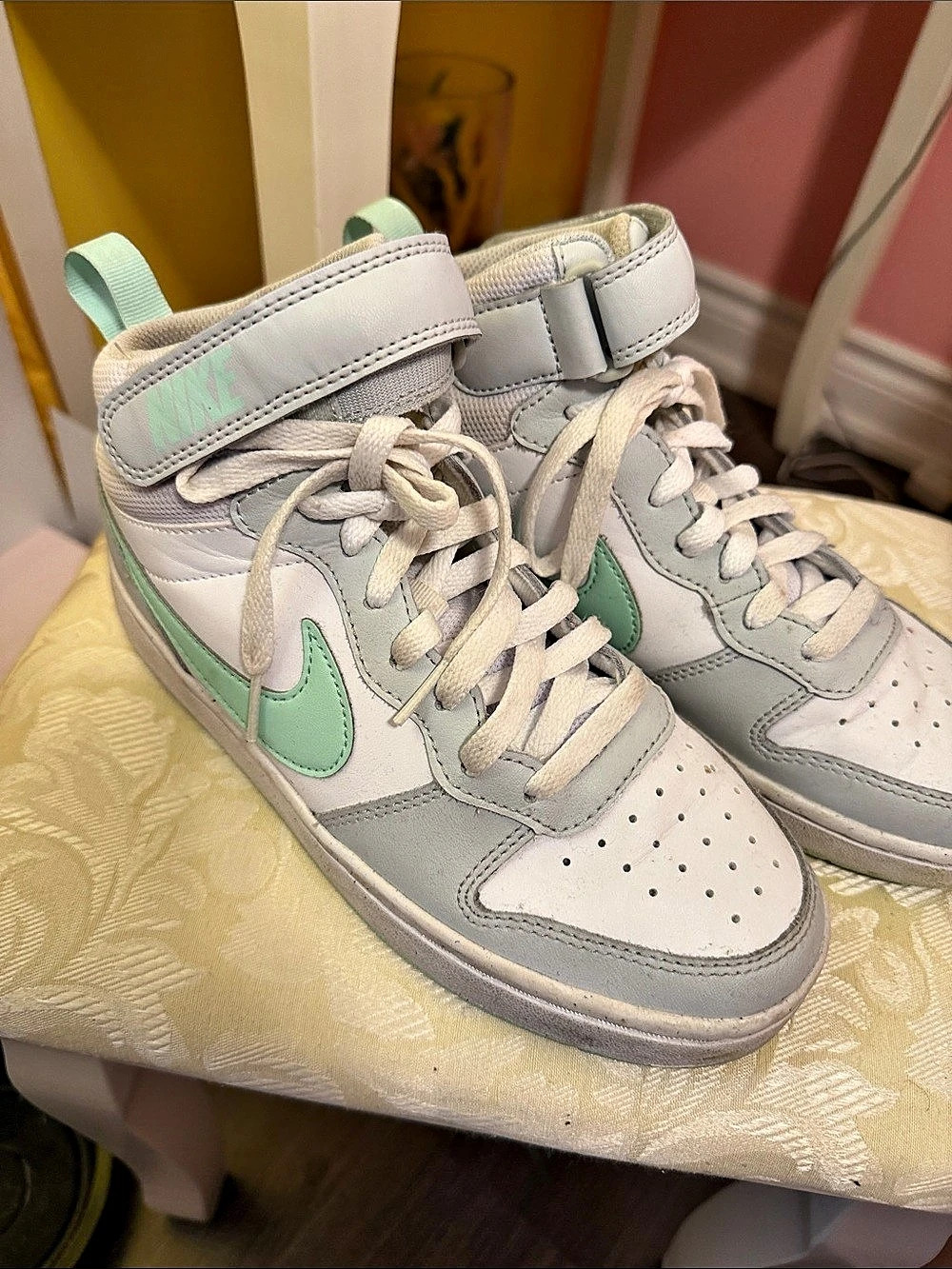 Nike Court Borough Mid 2 Pure Platinum Mint Foam High Top Sneakers